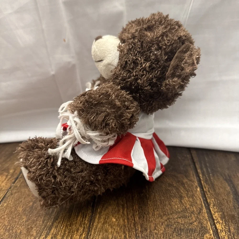 Arkansas Razorbacks Cheerleader Bear Plush Pom Poms White Red Outfit